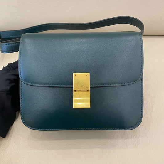 Celine - Small Box Bag - Smooth Calfskin Leather - Deep Dark Green - (Small)