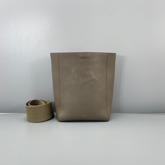 Celine - Small Sangle Bucket Bag - Grained leather - Grey - (small)