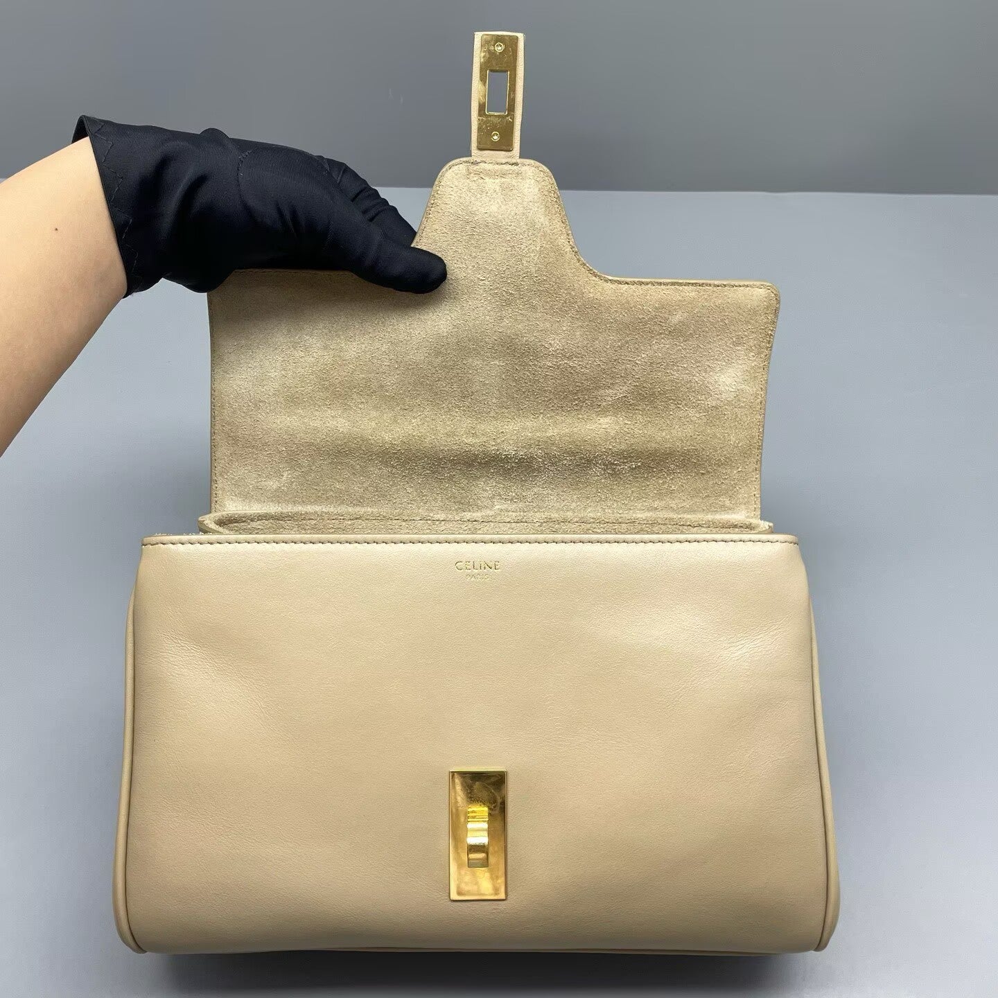 Celine - Soft 16 - Smooth calfskin leather - Milk tea beige with Gold-Tone Hardware - (small)