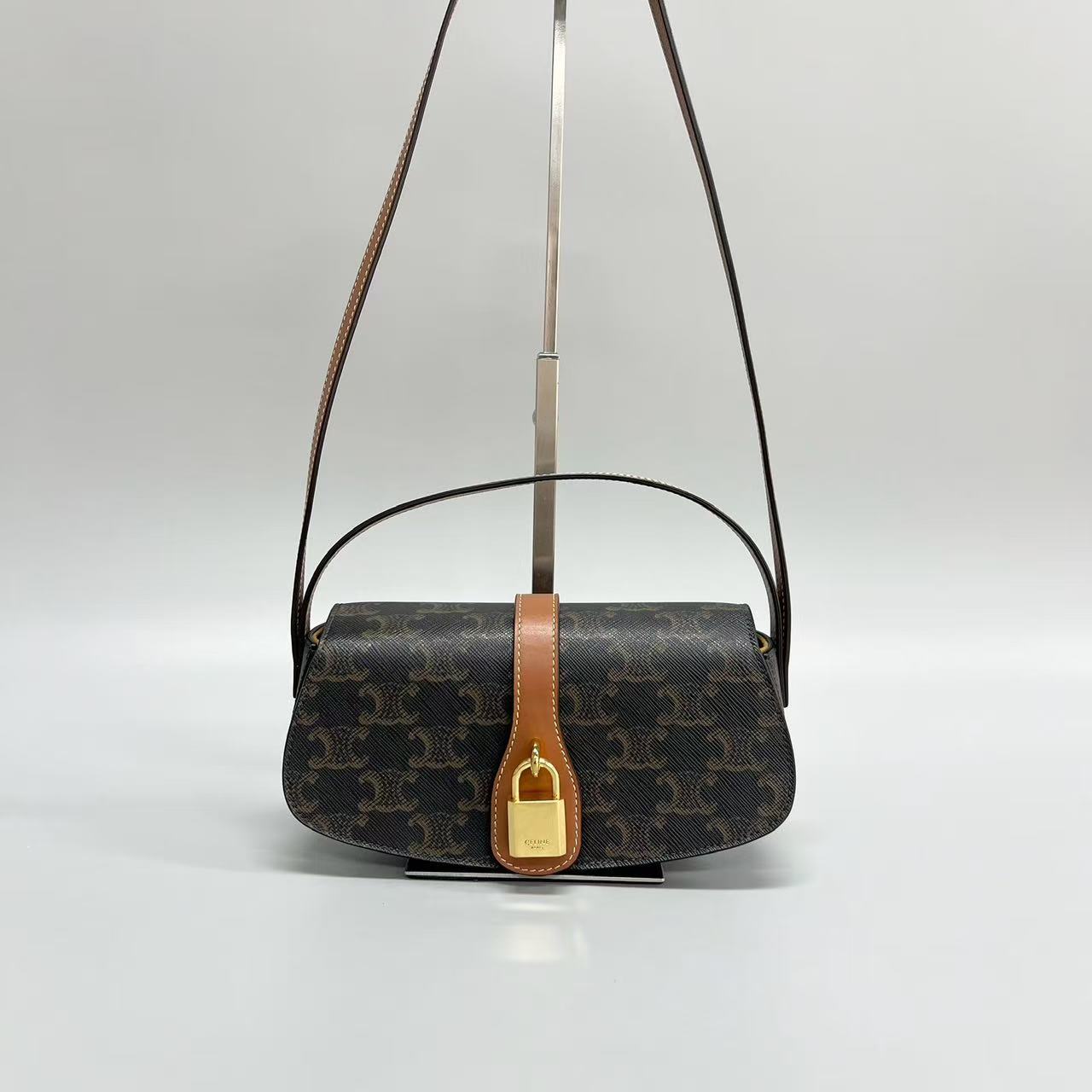 Celine - Tabou - Triomphe canvas with calfskin leather trim - Brown - (mini)