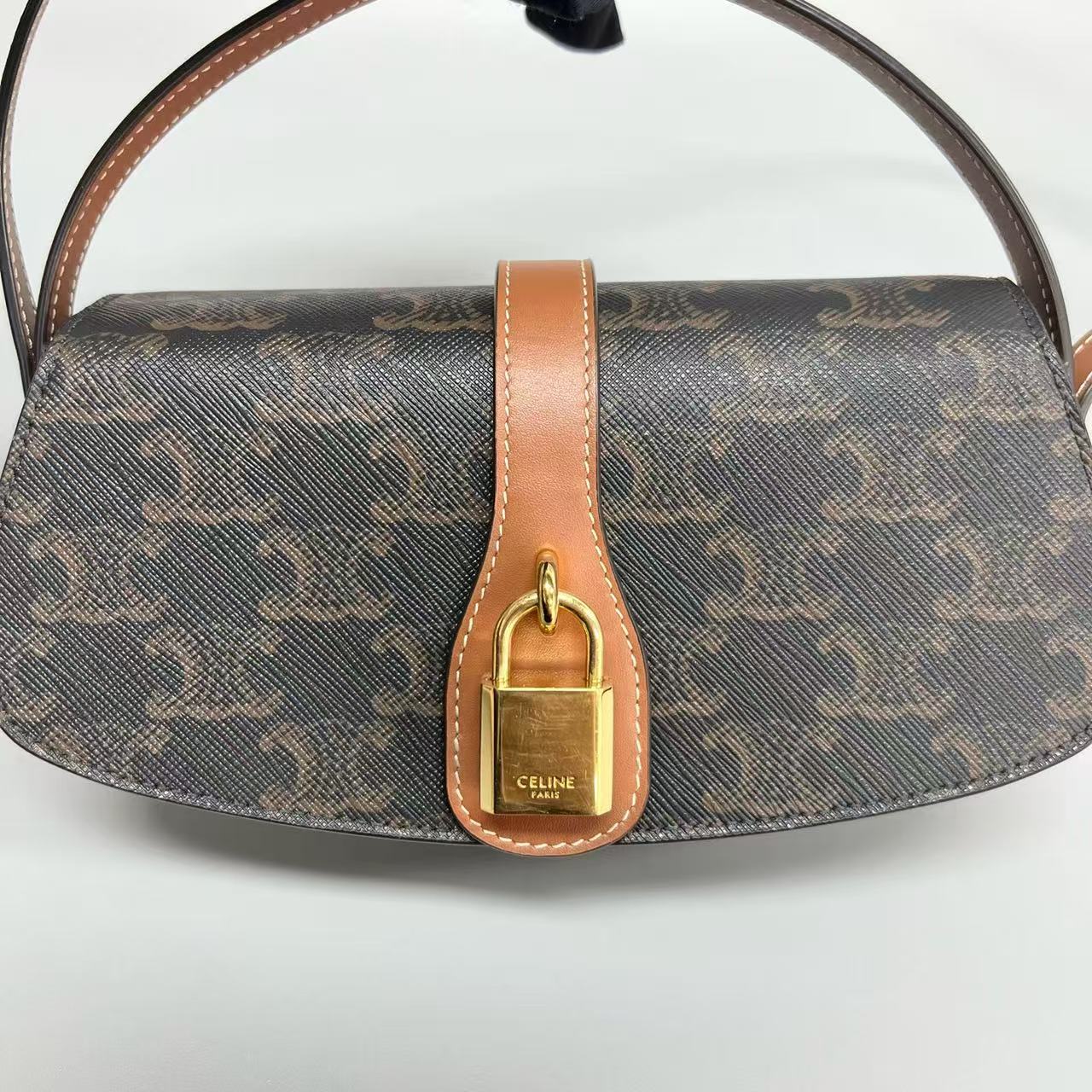 Celine - Tabou - Triomphe canvas with calfskin leather trim - Brown - (mini)