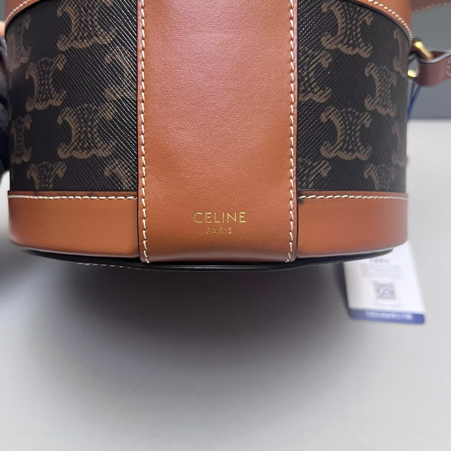 Celine - Tambour Round Bag - Triomphe canvas and leather - Brown - (mini)