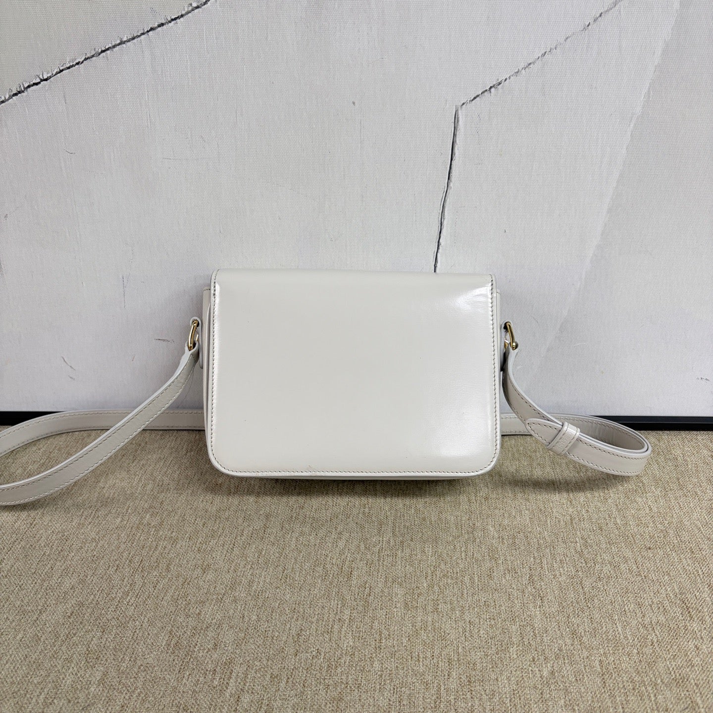 Celine - Teen Box Triomphe Bag - Cowhide leather - Off-white with Gold-Tone Hardware - (small)