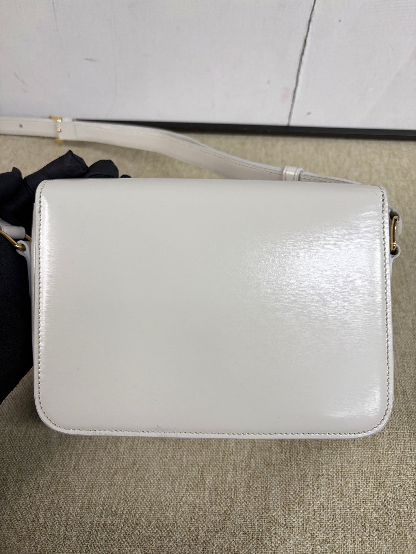Celine - Teen Box Triomphe Bag - Cowhide leather - Off-white with Gold-Tone Hardware - (small)