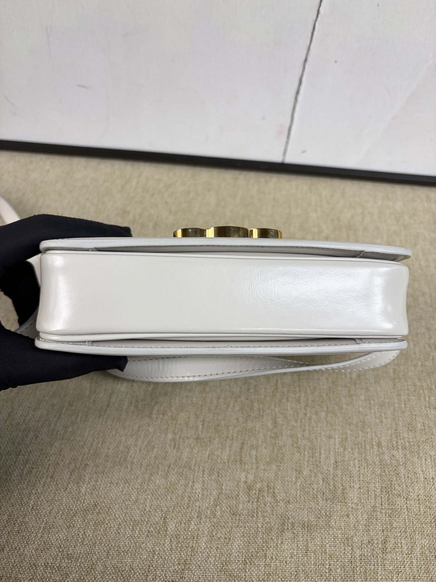 Celine - Teen Box Triomphe Bag - Cowhide leather - Off-white with Gold-Tone Hardware - (small)