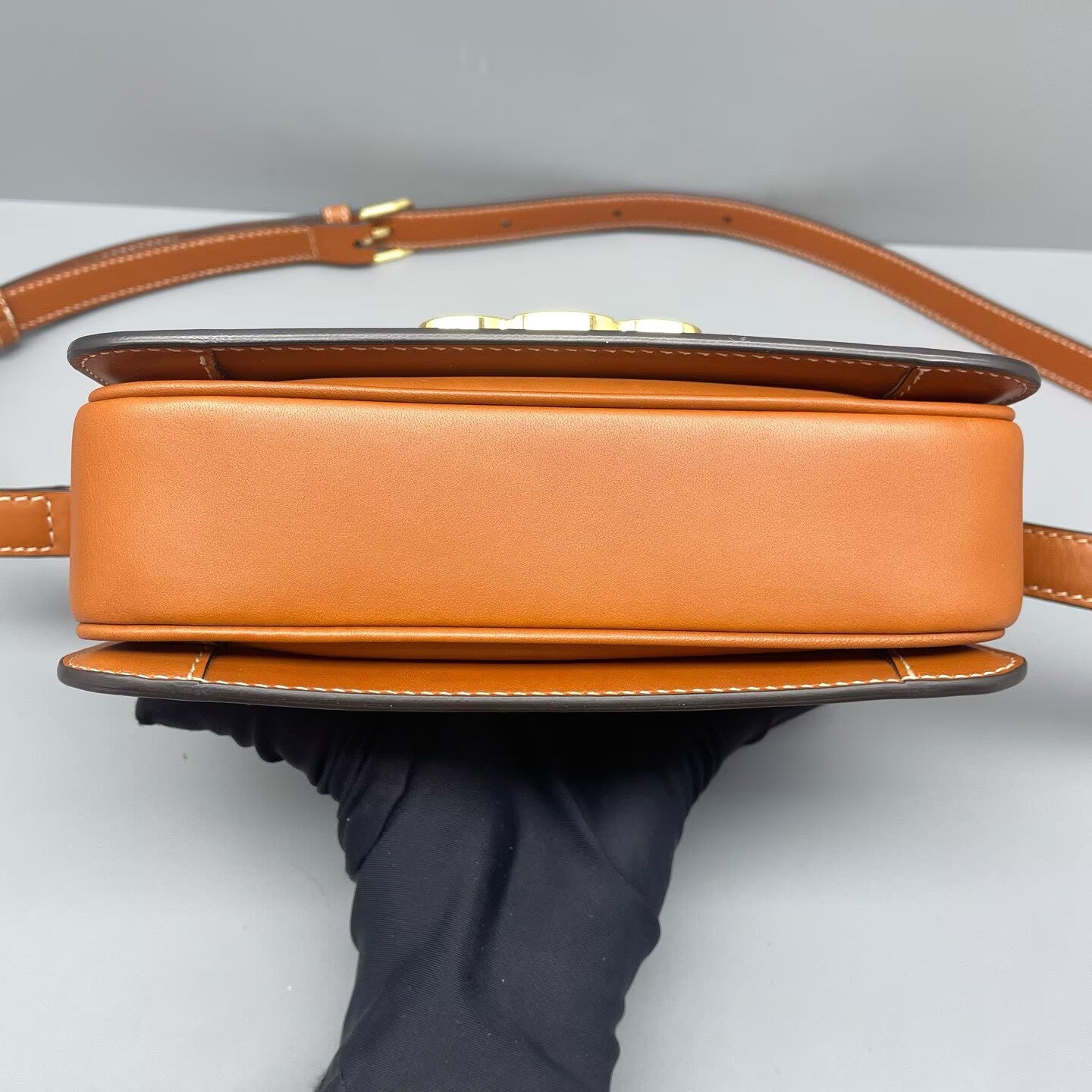 Celine - Teen Triomphe Bag - Triomphe canvas with calfskin leather trim - Brown and Tan - (mini)