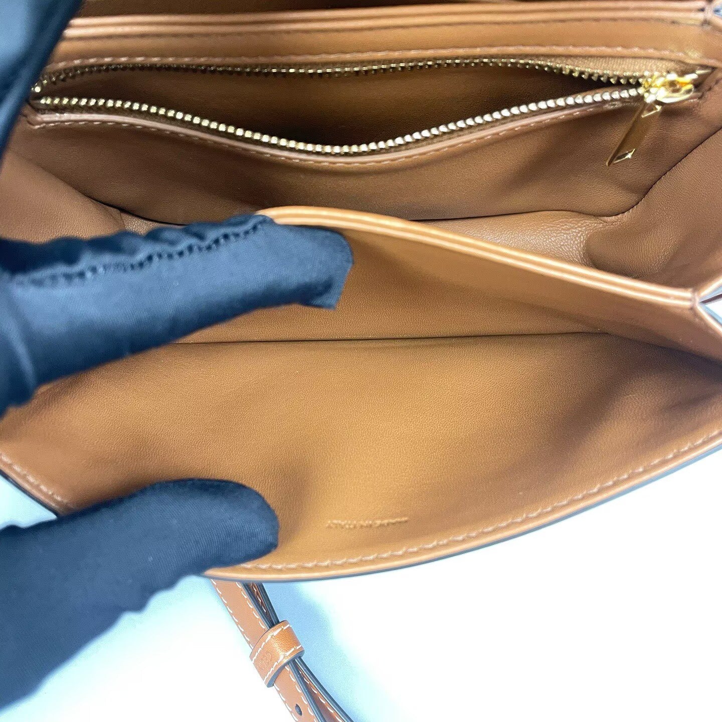Celine - Teen Triomphe Bag - Triomphe canvas with calfskin leather trim - Brown and Tan - (mini)