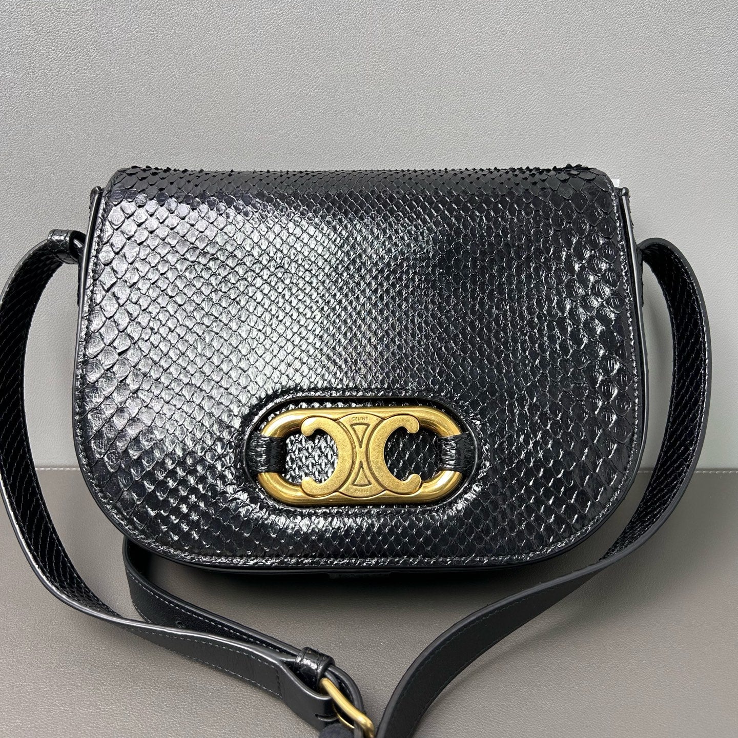 Celine - Triomphe Bag - Python leather - Black - (Small)