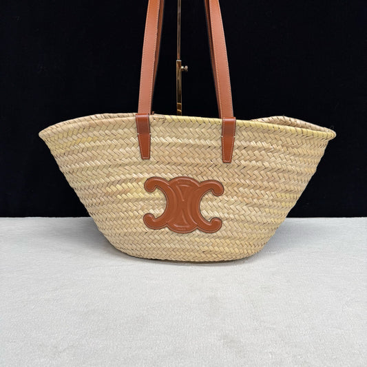 Celine - TRIOMPHE Basket Bag - Wicker - Brown - (medium)