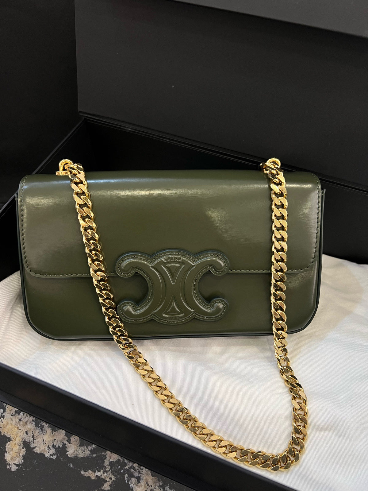Celine - Triomphe Box - Leather - Green
