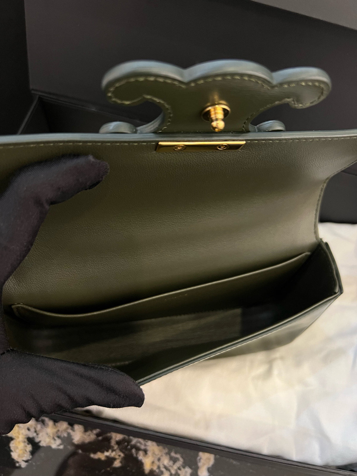 Celine - Triomphe Box - Leather - Green