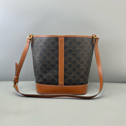 Celine - Triomphe Bucket Bag - Leather - Brown - (medium)