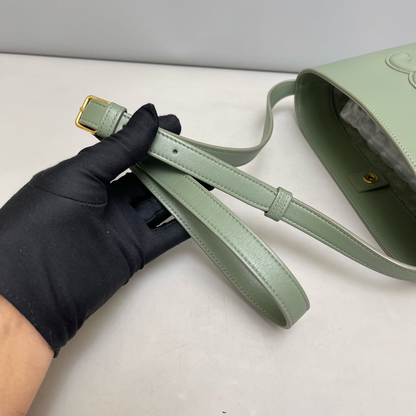 Celine - Triomphe Bucket Bag - Leather - Green - (mini)
