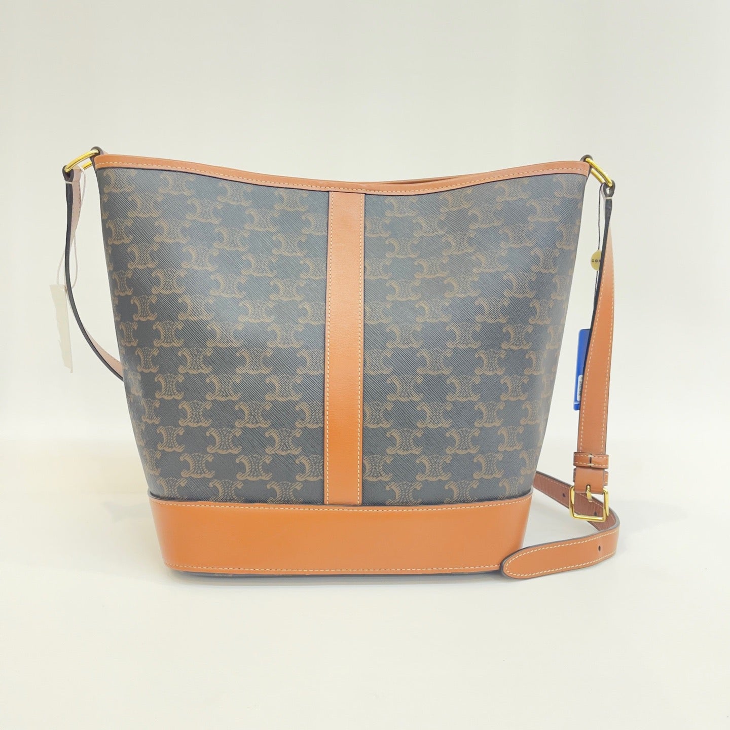 Celine - Triomphe Bucket Bag - Triomphe canvas with leather trim - Brown - (medium)