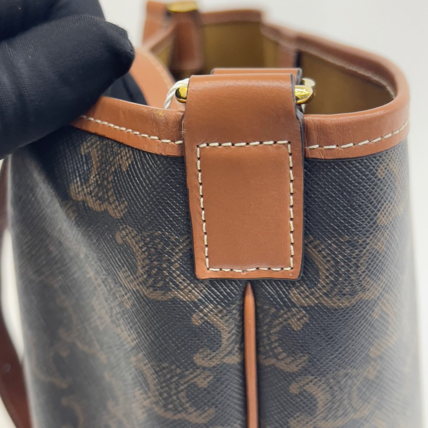 Celine - Triomphe Bucket Bag - Triomphe canvas with leather trim - Brown - (medium)