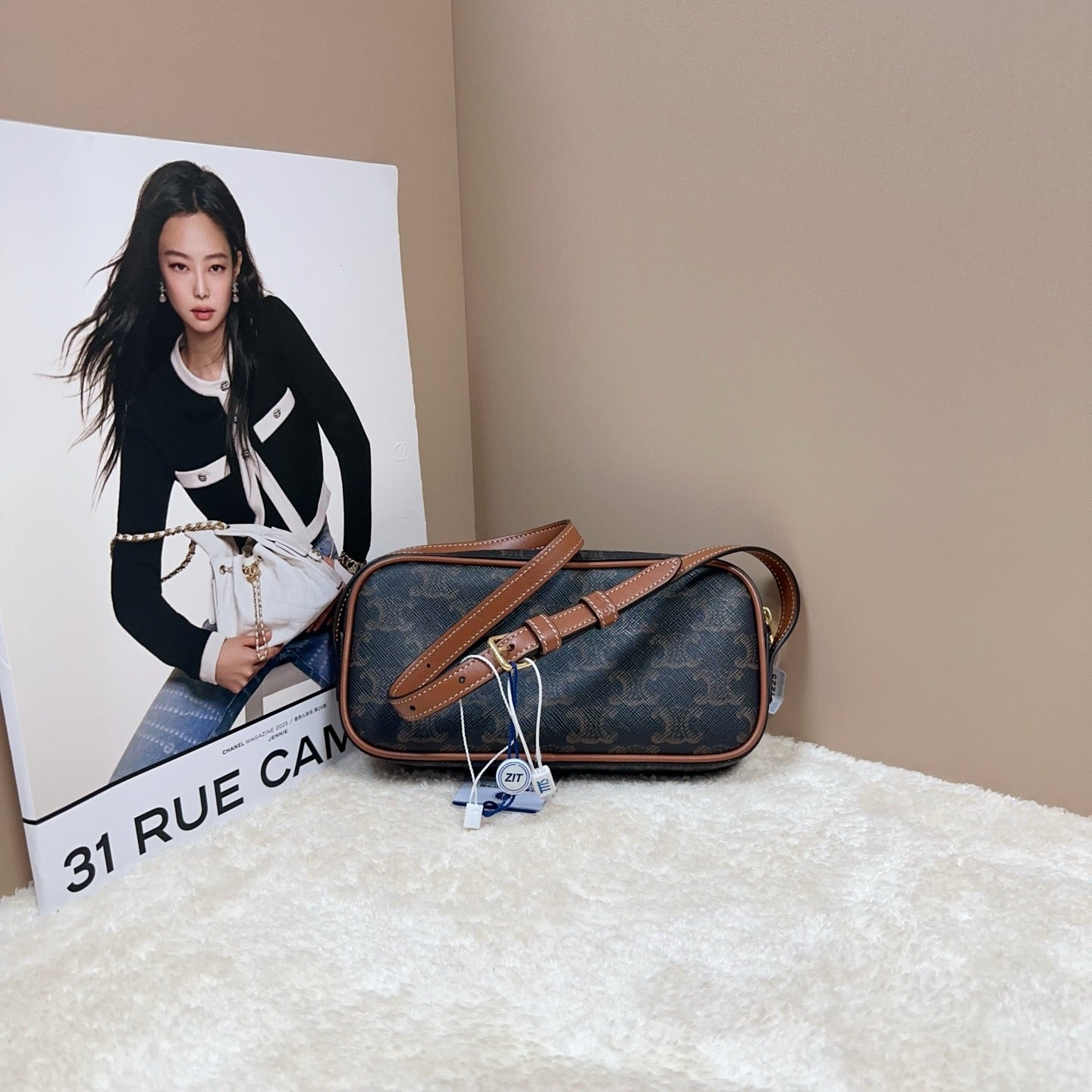 Celine - Triomphe Camera Bag - Triomphe canvas with leather trim - Brown - (mini)