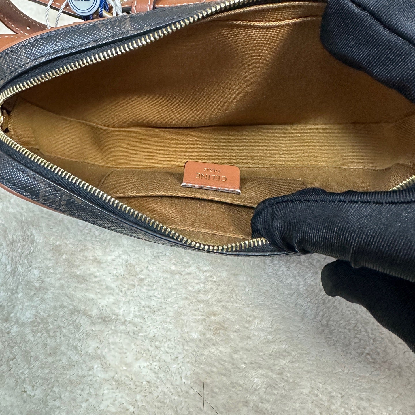 Celine - Triomphe Camera Bag - Triomphe canvas with leather trim - Brown - (mini)