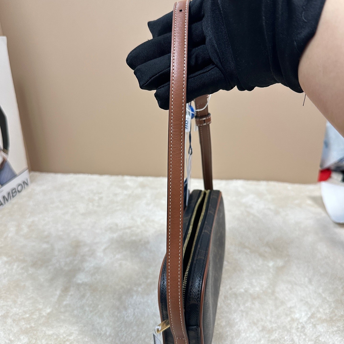 Celine - Triomphe Camera Bag - Triomphe canvas with leather trim - Brown - (mini)