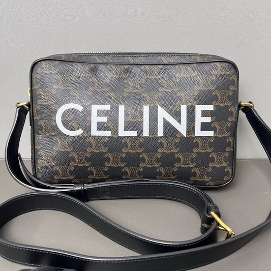 Celine - Triomphe Canvas Camera Bag - Canvas with leather trim - Brown - (Small)