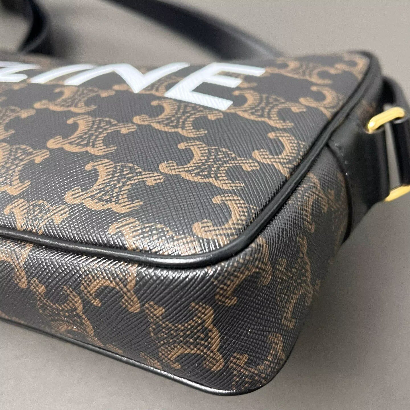 Celine - Triomphe Canvas Camera Bag - Canvas with leather trim - Brown - (Small)