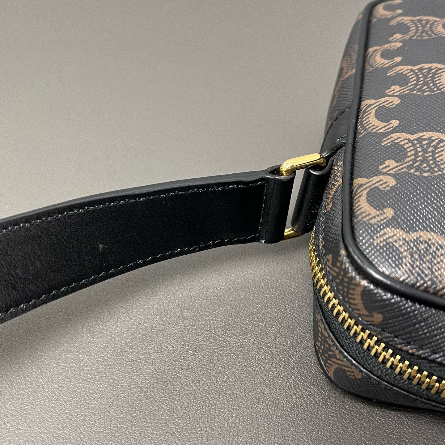 Celine - Triomphe Canvas Camera Bag - Canvas with leather trim - Brown - (Small)
