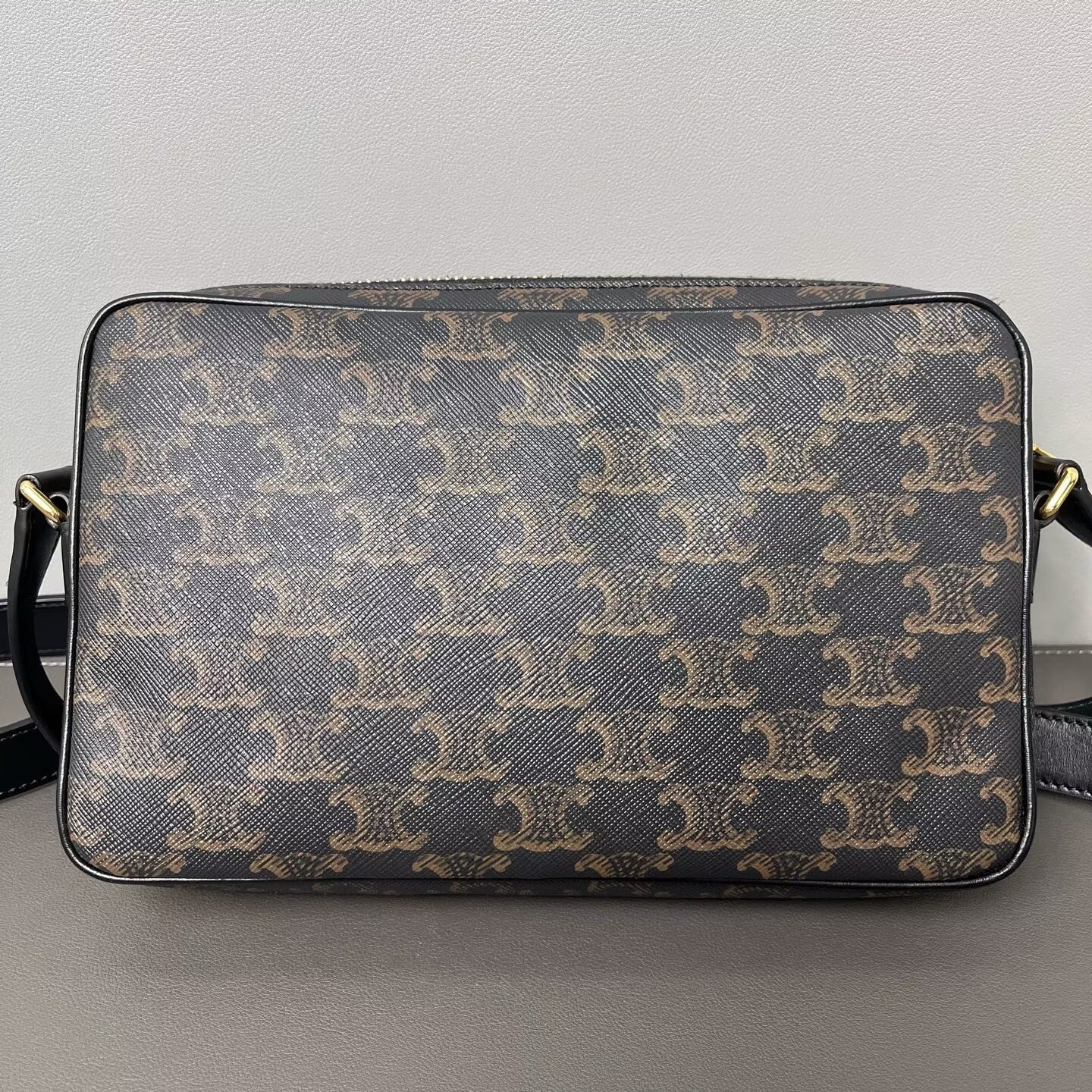 Celine - Triomphe Canvas Camera Bag - Canvas with leather trim - Brown - (Small)