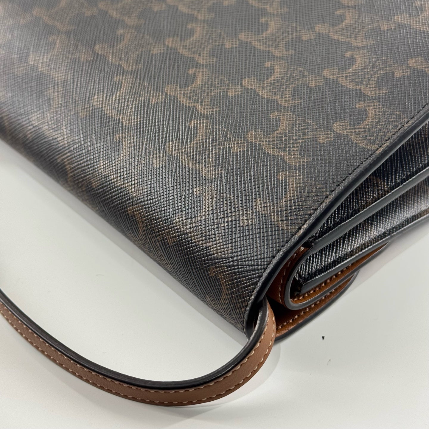 Celine - Triomphe Canvas Envelope Crossbody Bag - Coated canvas and calfskin leather - Brown and Tan - (small)
