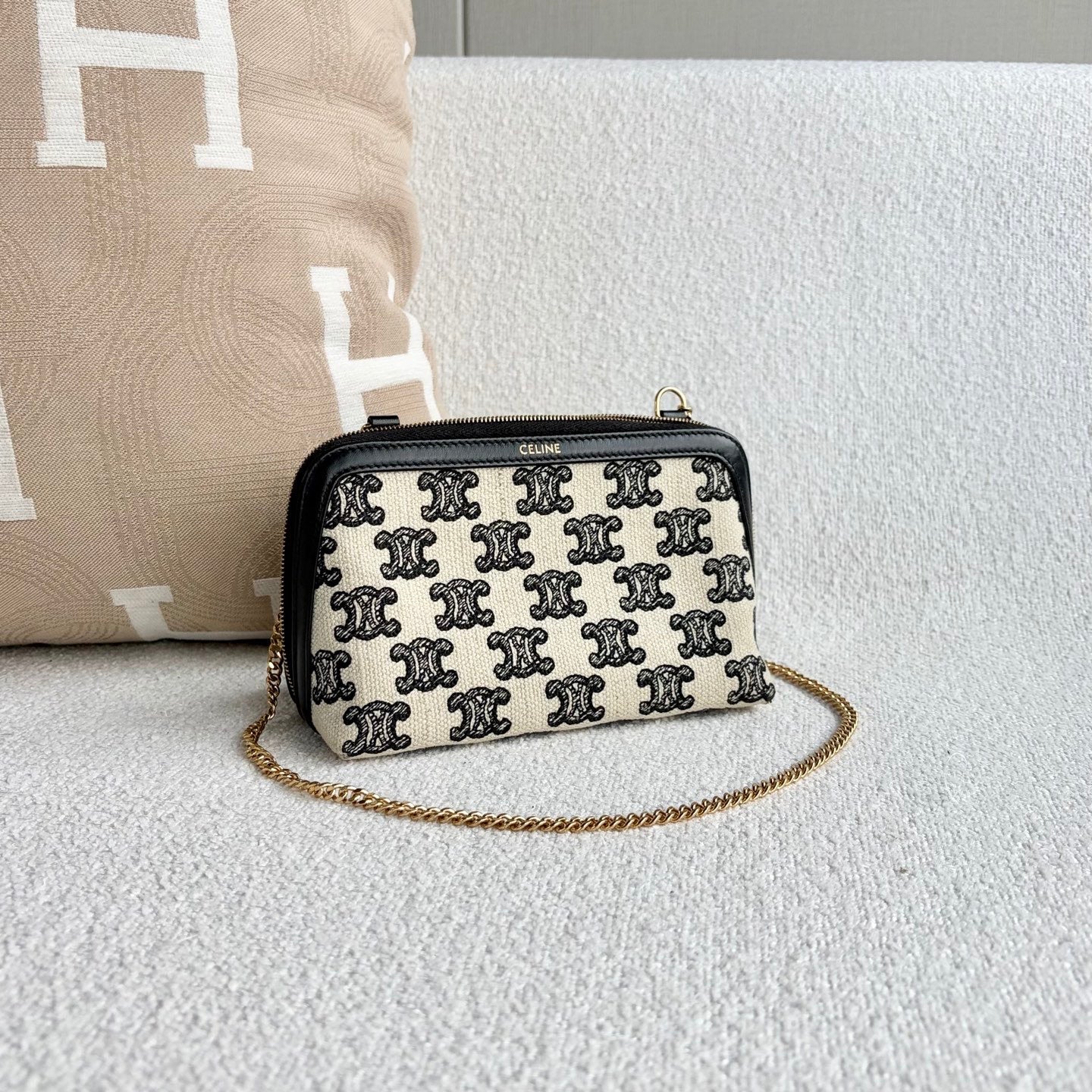 Celine - Triomphe Canvas Mini Bag - Canvas with leather trim - Multicolour - (mini)