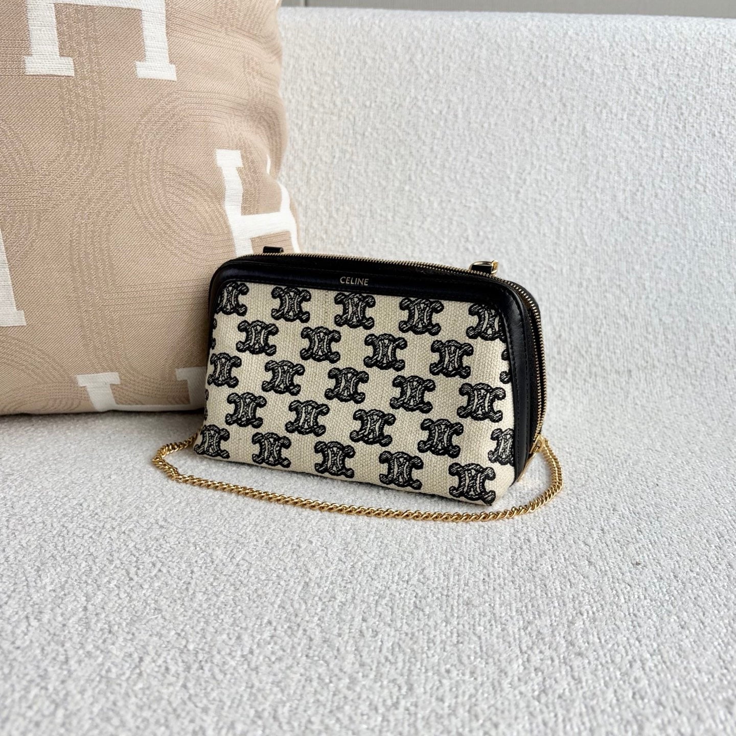 Celine - Triomphe Canvas Mini Bag - Canvas with leather trim - Multicolour - (mini)