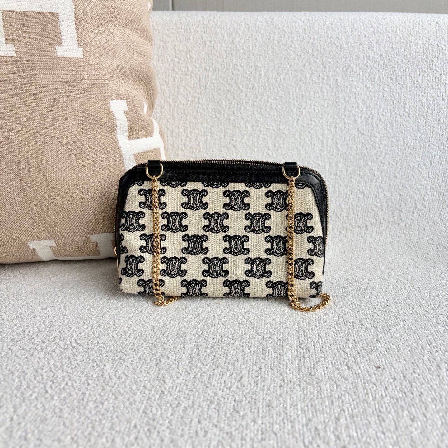 Celine - Triomphe Canvas Mini Bag - Canvas with leather trim - Multicolour - (mini)