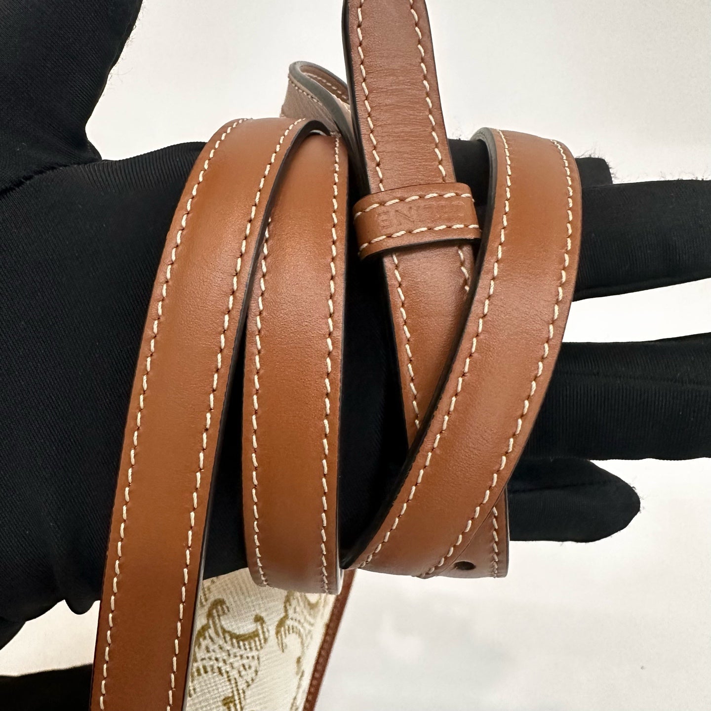 Celine - Triomphe Canvas Mini Saddle Crossbody Bag - Coated Triomphe canvas with smooth leather trim - Beige and Brown - (Mini)