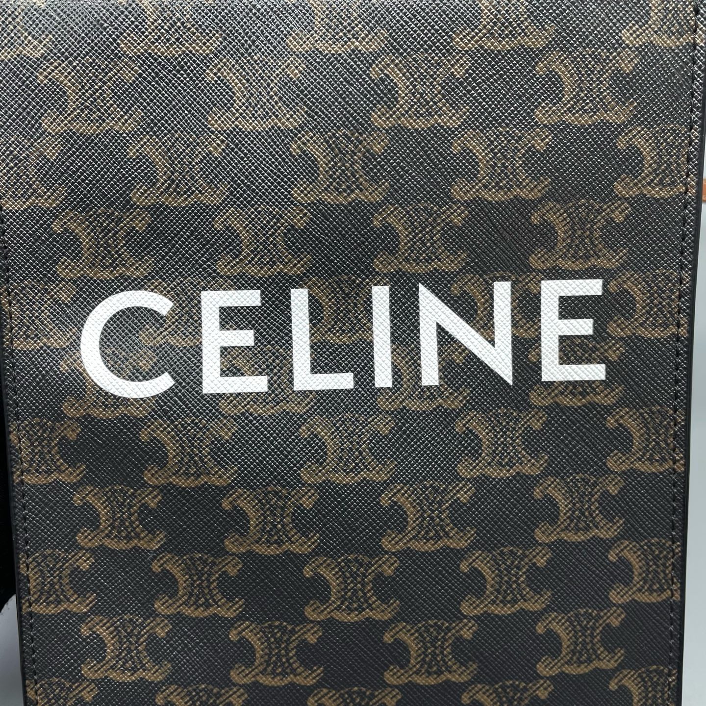 Celine - Triomphe Canvas Mini Vertical Cabas - Coated Canvas and Leather - Brown - (mini)