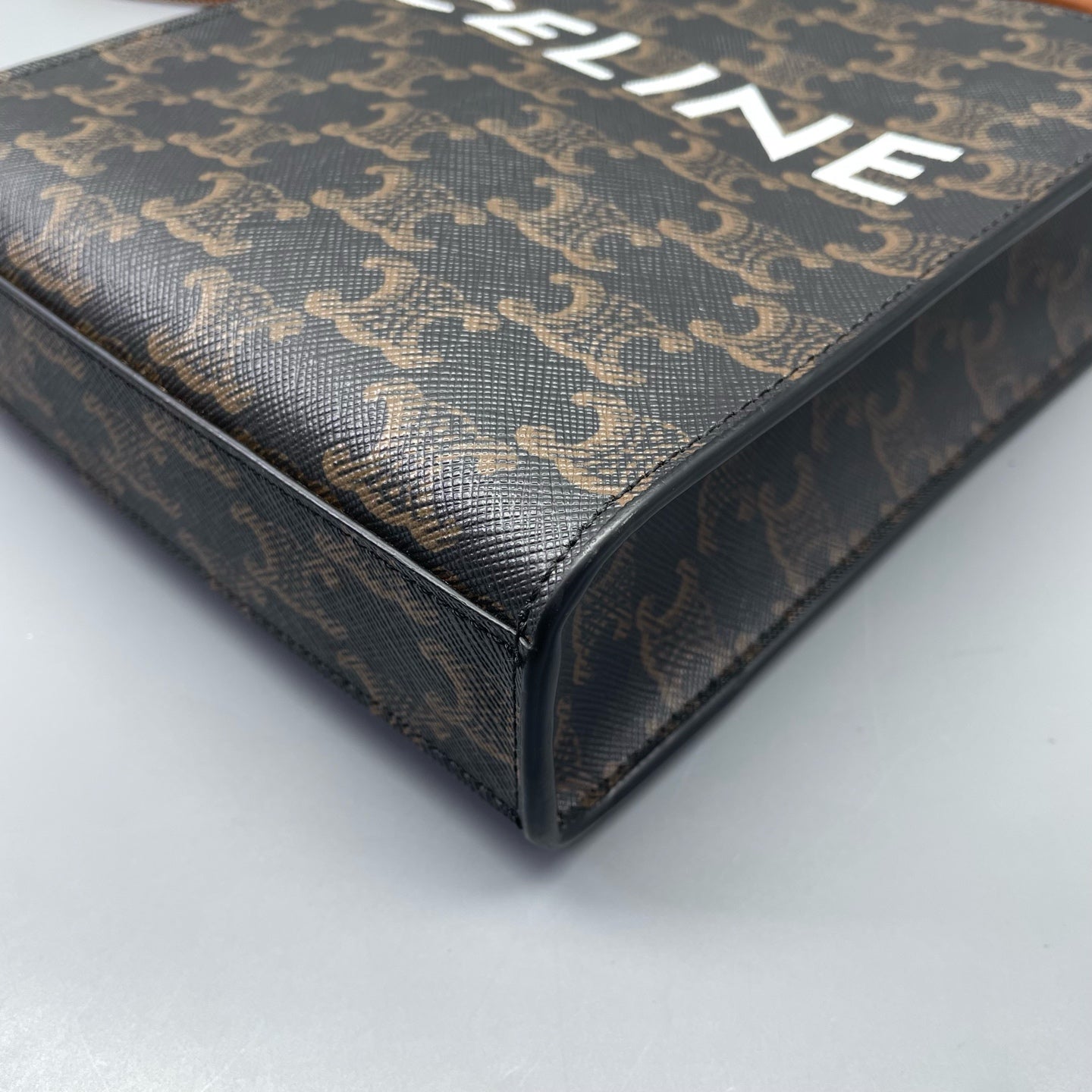 Celine - Triomphe Canvas Mini Vertical Cabas - Coated Canvas and Leather - Brown - (mini)