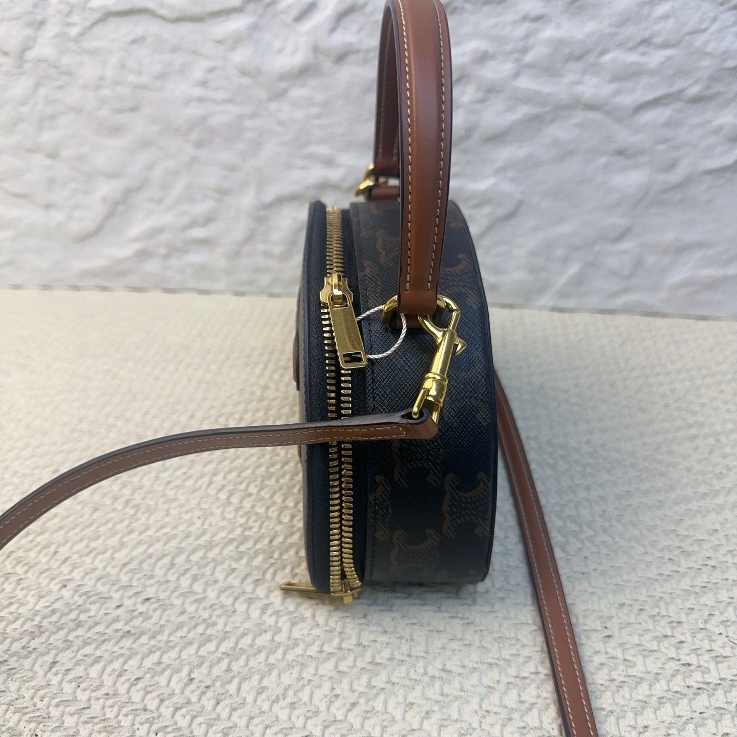 Celine - Triomphe Canvas Round Bag - Leather - Brown - (mini)