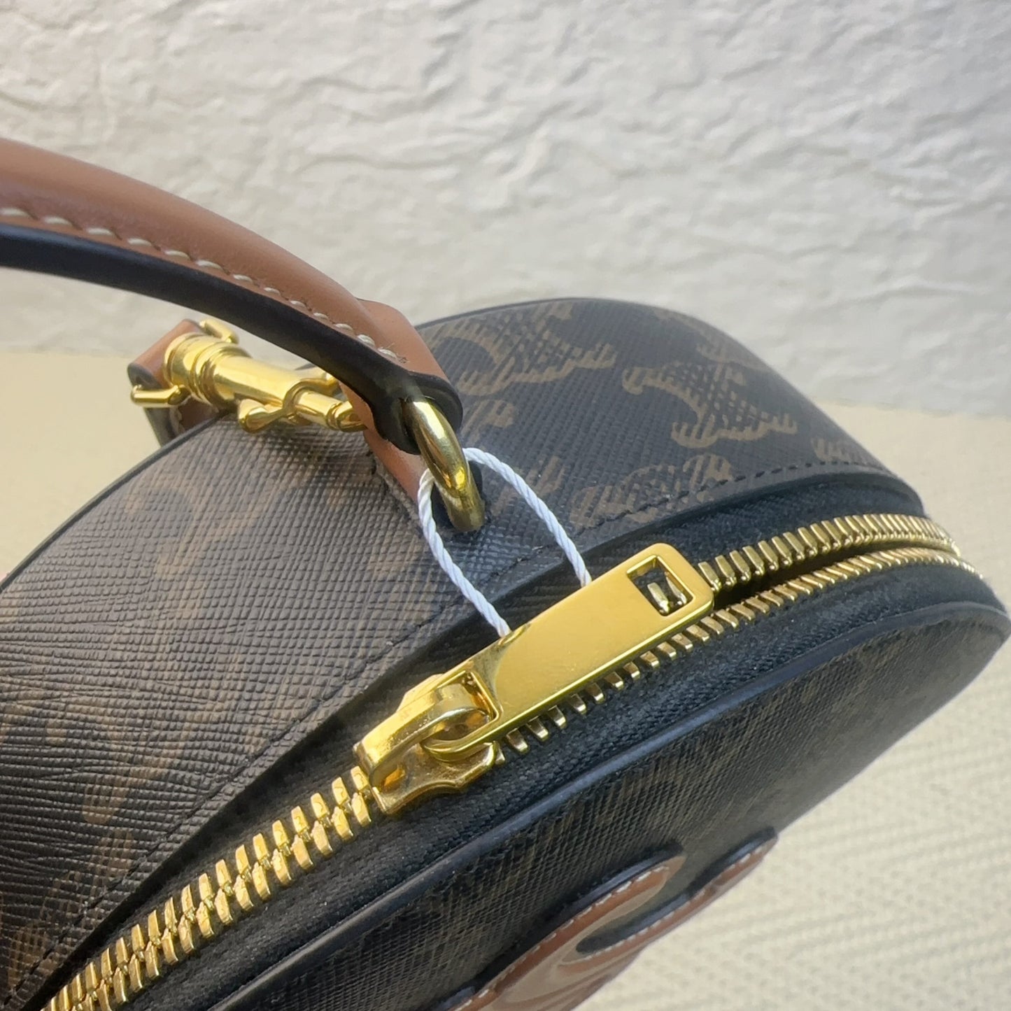 Celine - Triomphe Canvas Round Bag - Leather - Brown - (mini)