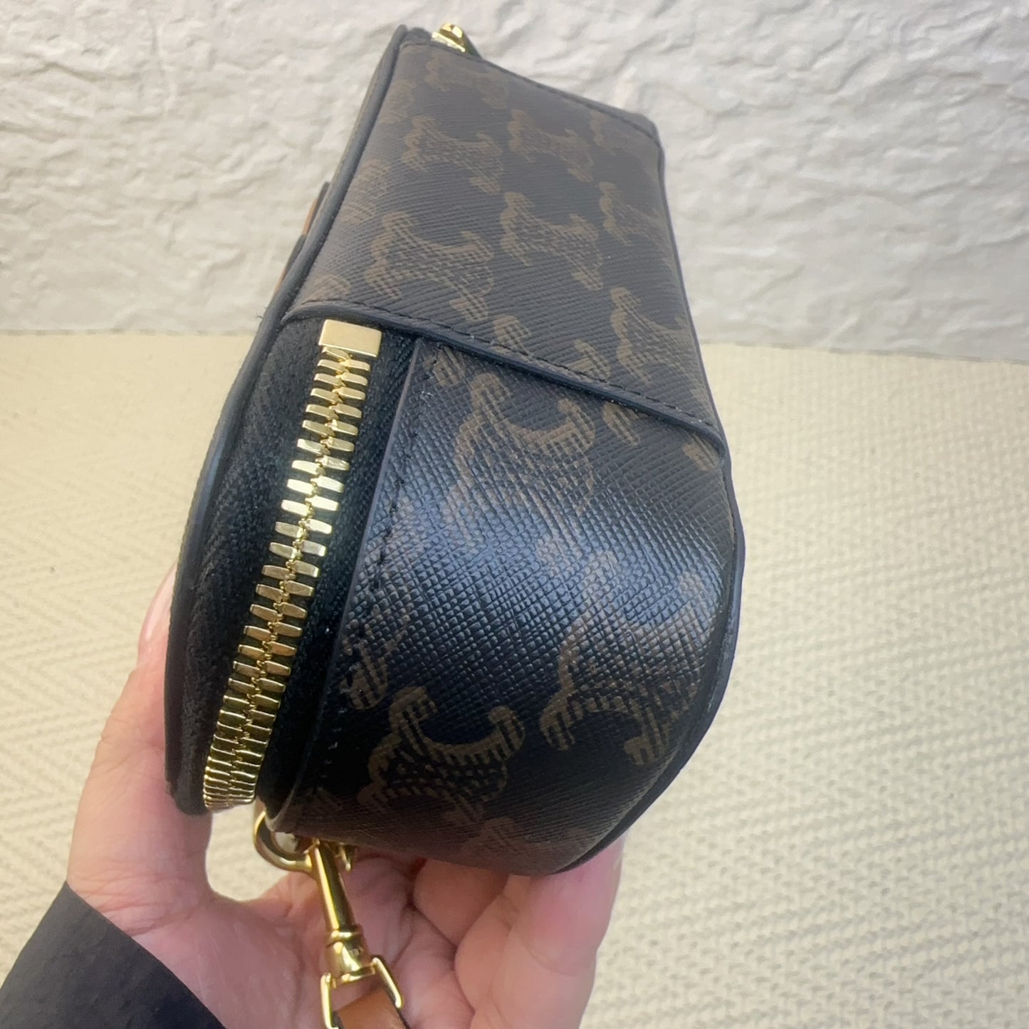 Celine - Triomphe Canvas Round Bag - Leather - Brown - (mini)