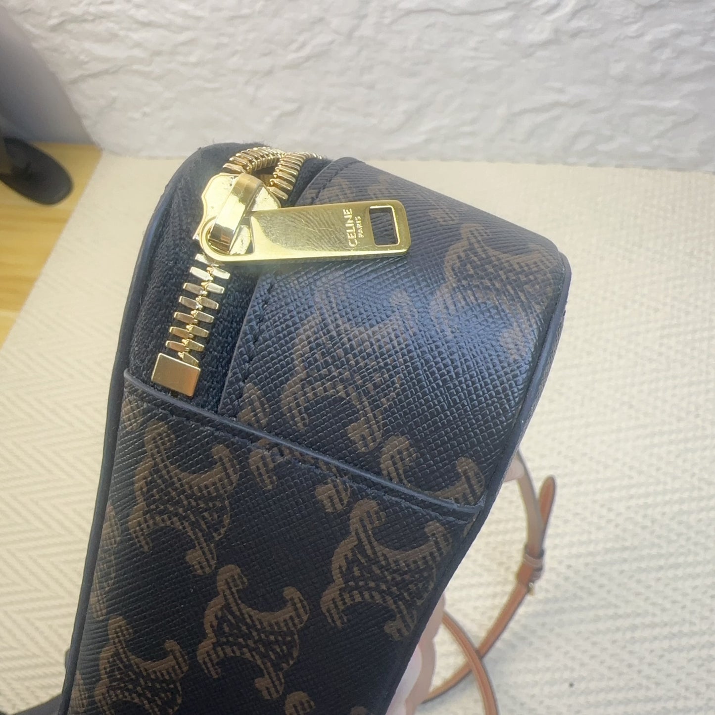 Celine - Triomphe Canvas Round Bag - Leather - Brown - (mini)