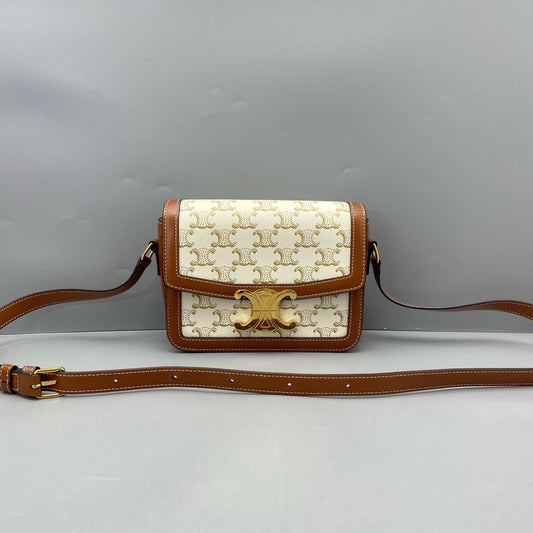 Celine - Triomphe Canvas Shoulder Bag - Canvas - Beige - (small)