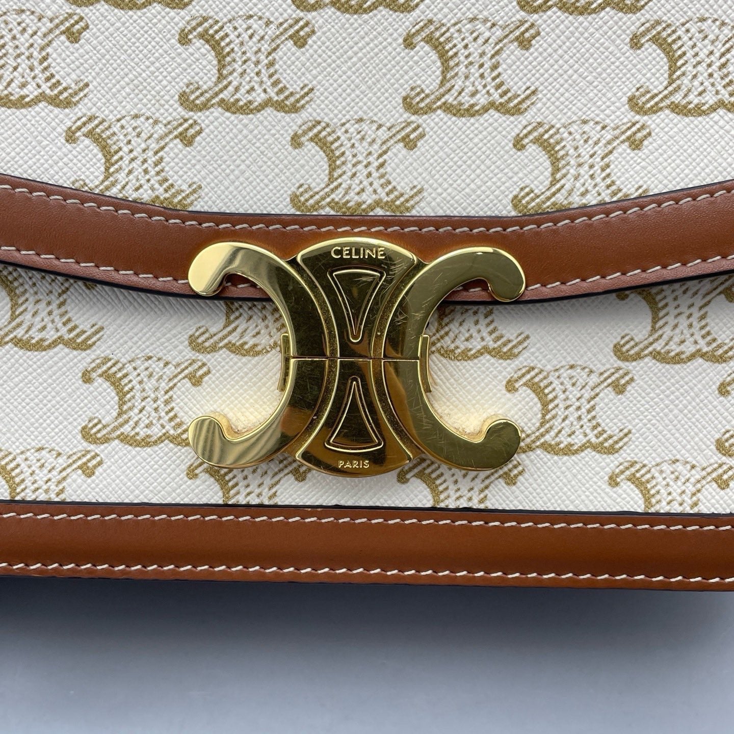 Celine - Triomphe Canvas Shoulder Bag - Canvas - Beige - (small)