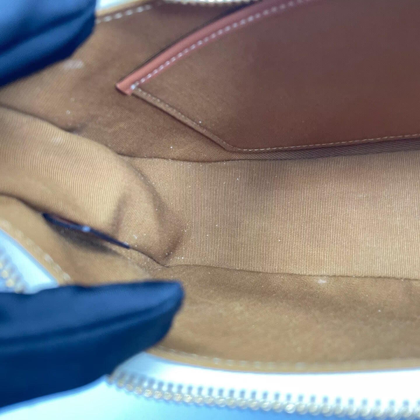 Celine - Triomphe Canvas Shoulder Bag - Coated canvas with leather trim - White with Brown Trim and Gold Monogram - (mini)