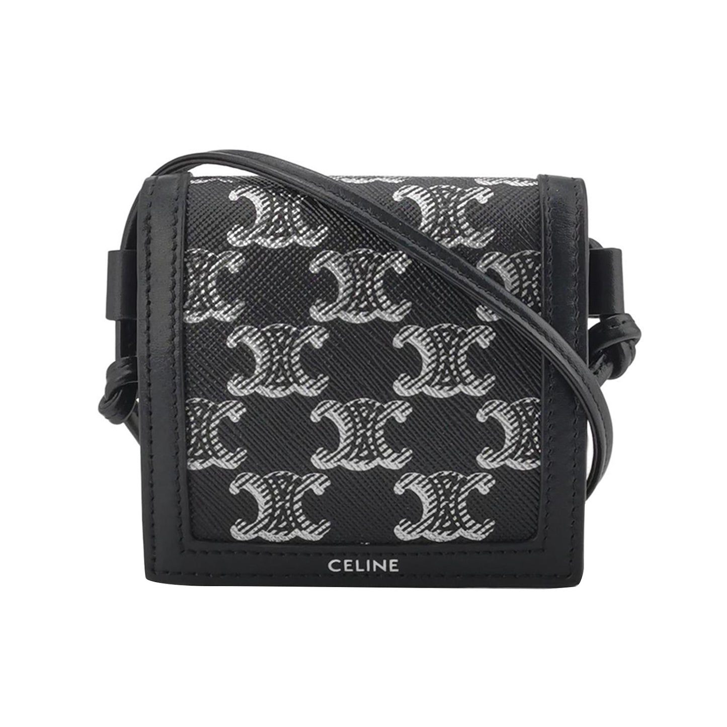 Celine - Triomphe Canvas Wallet - Calfskin - Black - (mini)