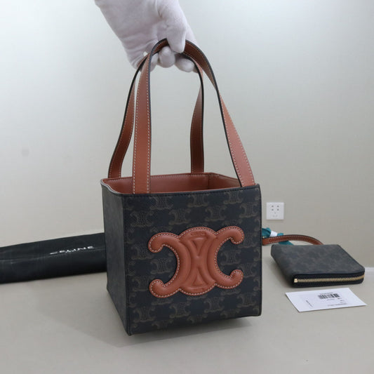 Celine - TRIOMPHE Cube - Leather - Brown - (mini)