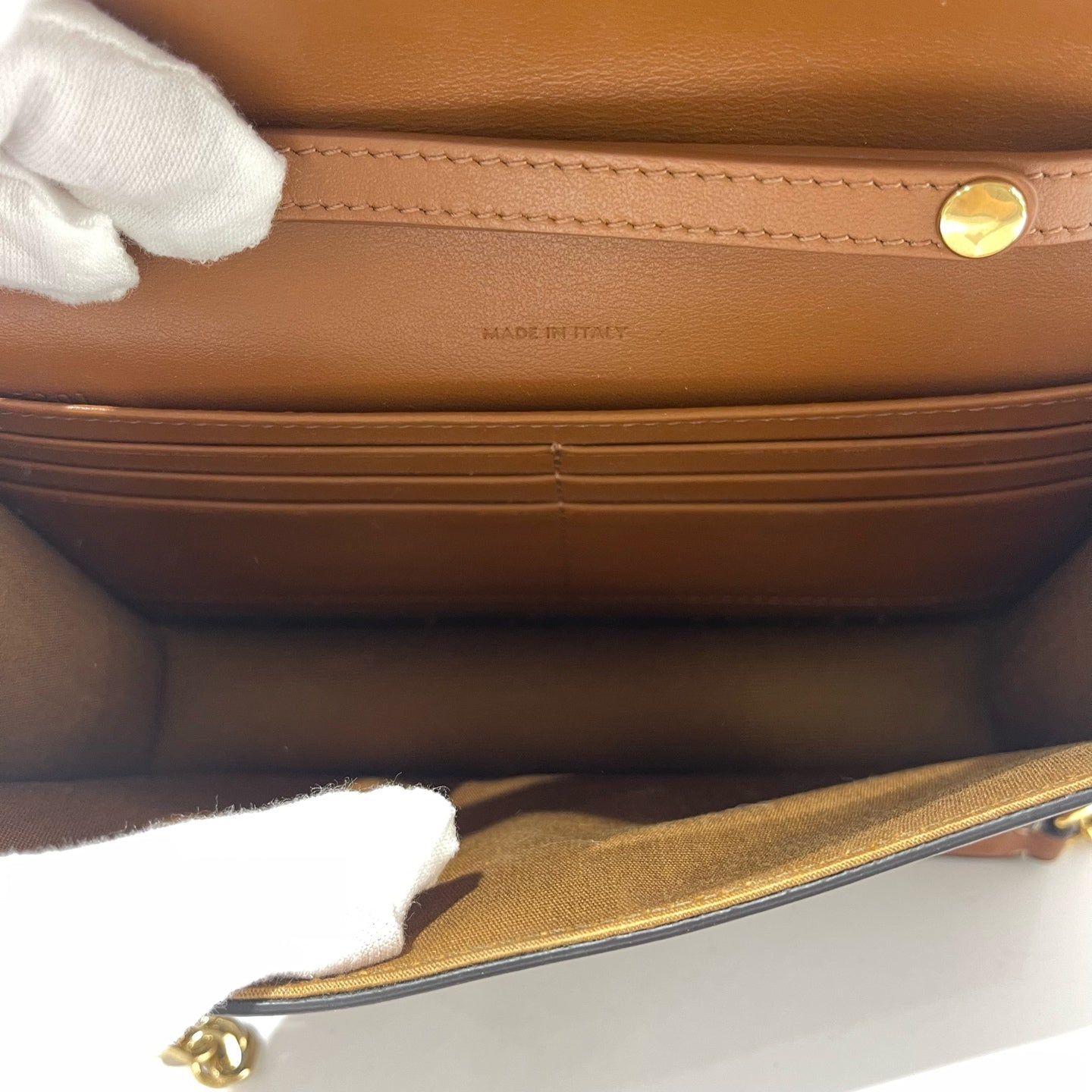 Celine - Triomphe Envelope Chain Bag - Coated canvas with leather trim - Brown with Tan Accents and Gold-Tone Hardware - (mini)