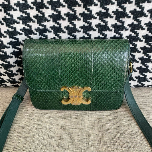 Celine - Triomphe - Exotic leathers - Python - Green - (mini)