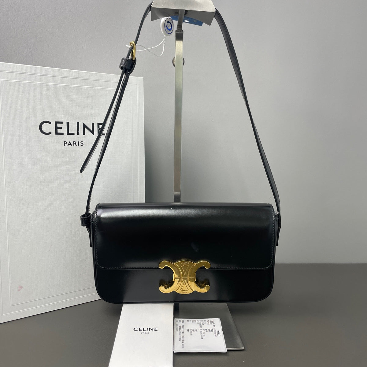 Celine - Triomphe - Leather - Black - (Small)
