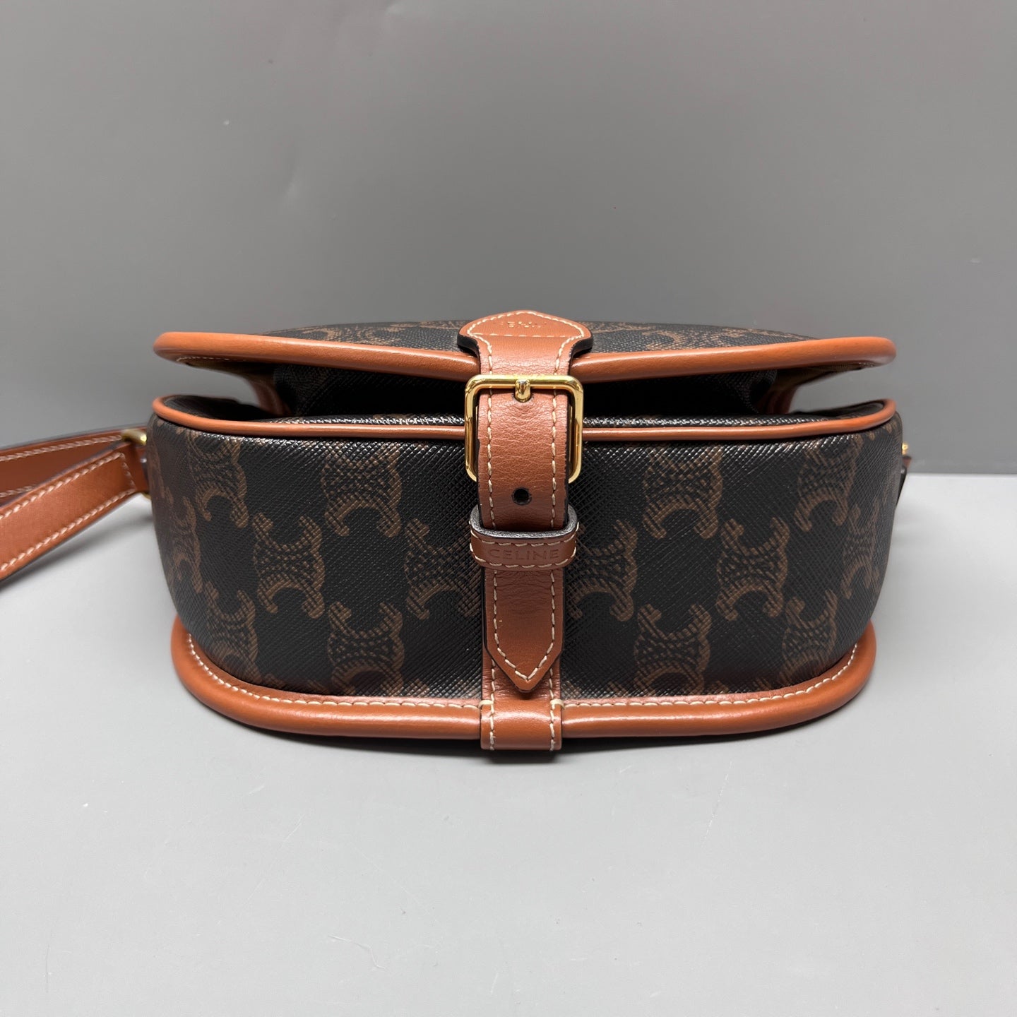 Celine - Triomphe Macadam Saddle Bag - Leather - Brown - (small)