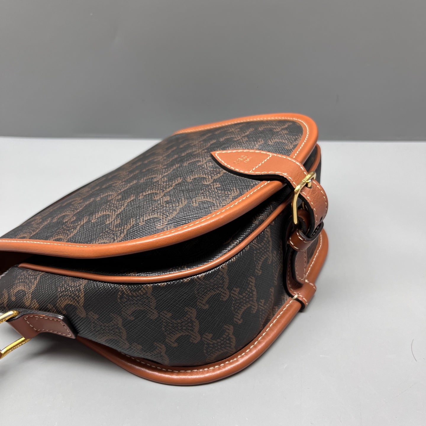 Celine - Triomphe Macadam Saddle Bag - Leather - Brown - (small)