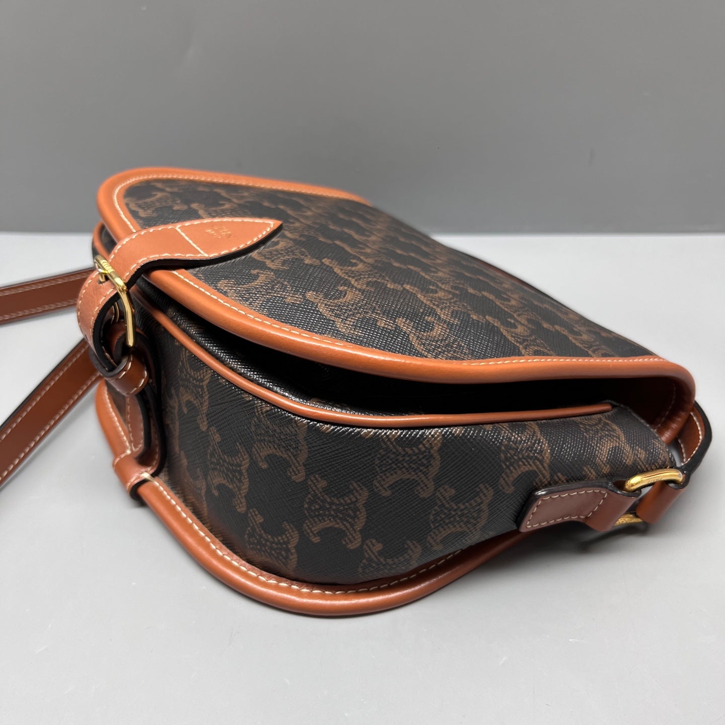 Celine - Triomphe Macadam Saddle Bag - Leather - Brown - (small)