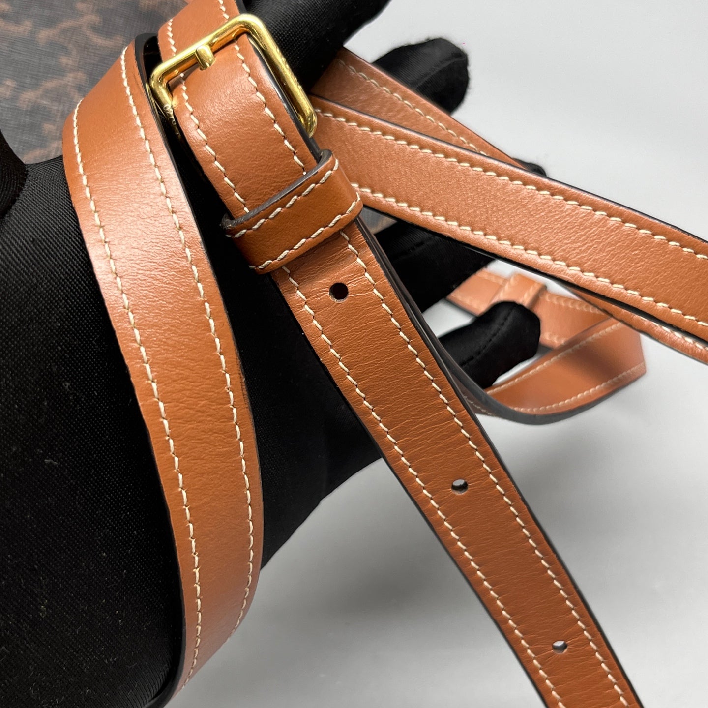 Celine - Triomphe Macadam Saddle Bag - Leather - Brown - (small)