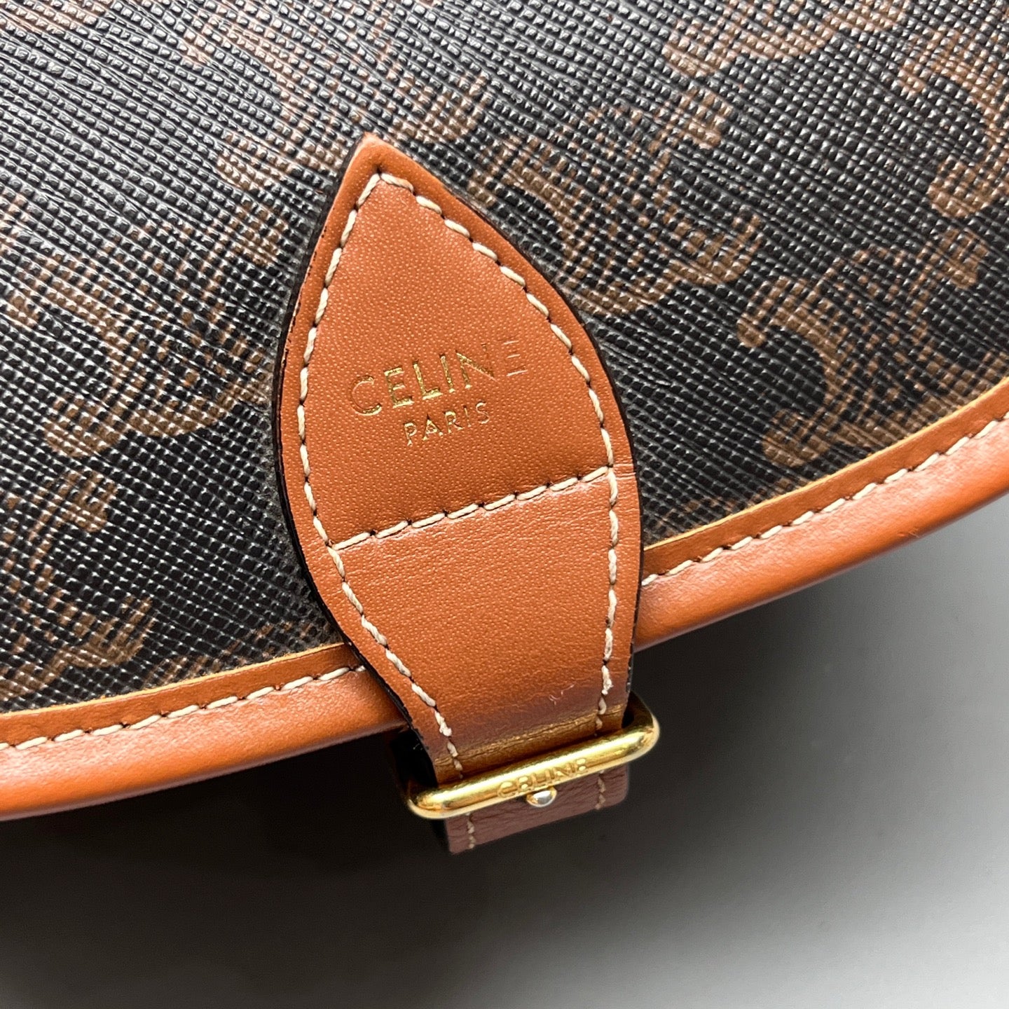 Celine - Triomphe Macadam Saddle Bag - Leather - Brown - (small)